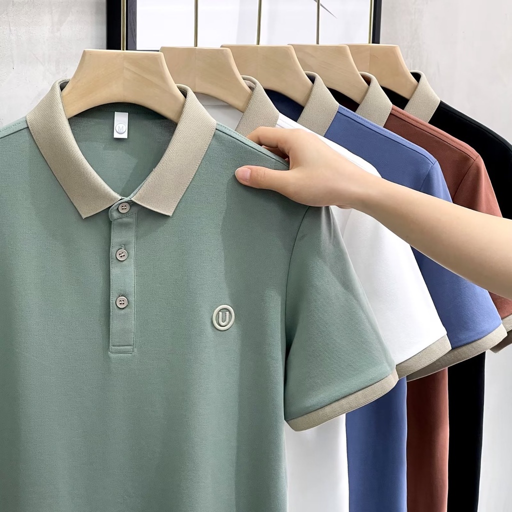 （m 3xl）summer New Style Mens Short Sleeved T Shirt Cotton Thin Business Lapel Mens Polo Shirt 