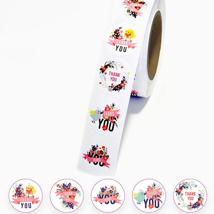 1Roll 500pcs Thanks regards Flower Round Seal Sticker Tags Packing ...