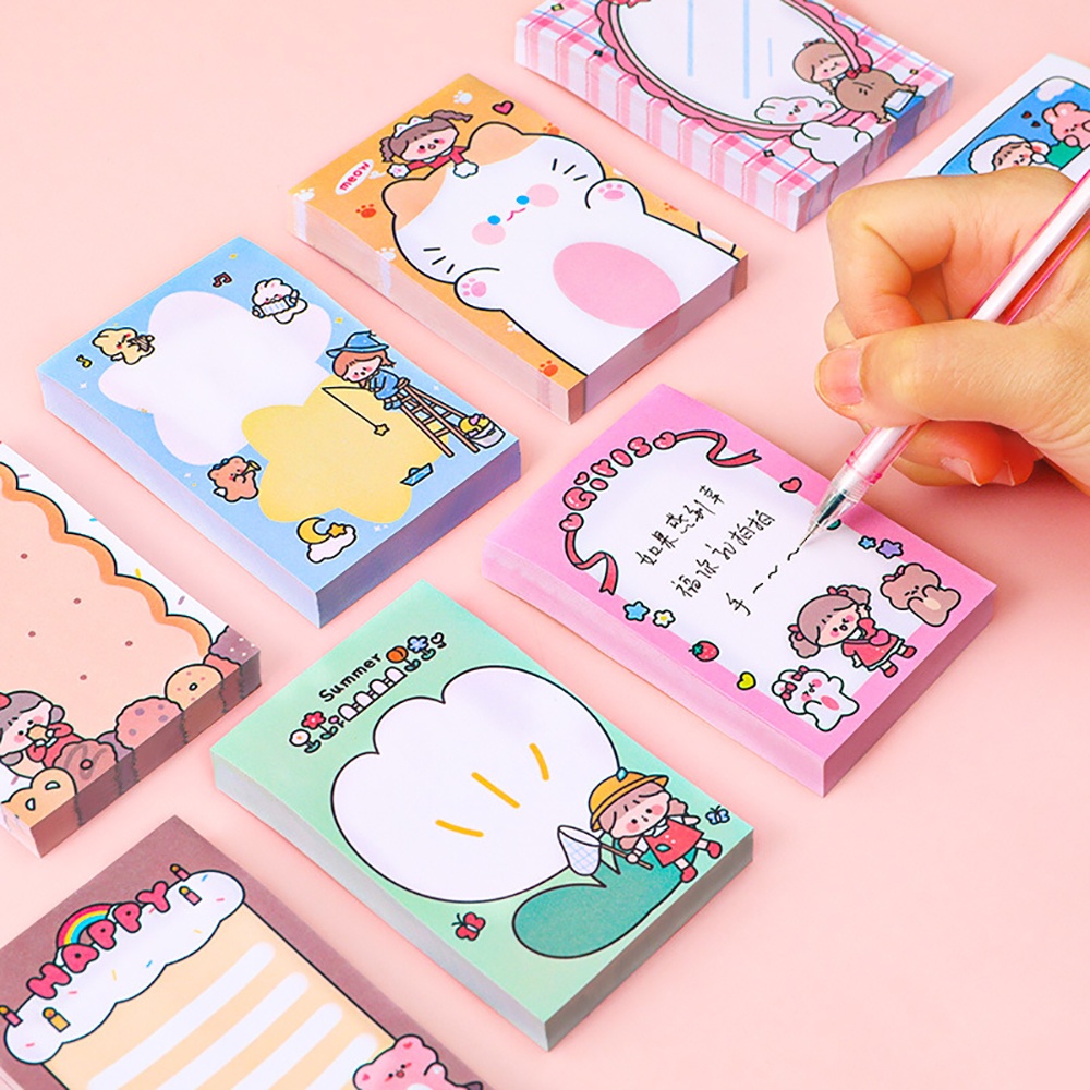 80 Sheet Cute Cartoon Girls Sticky Notes Student Notepad Message Post ...