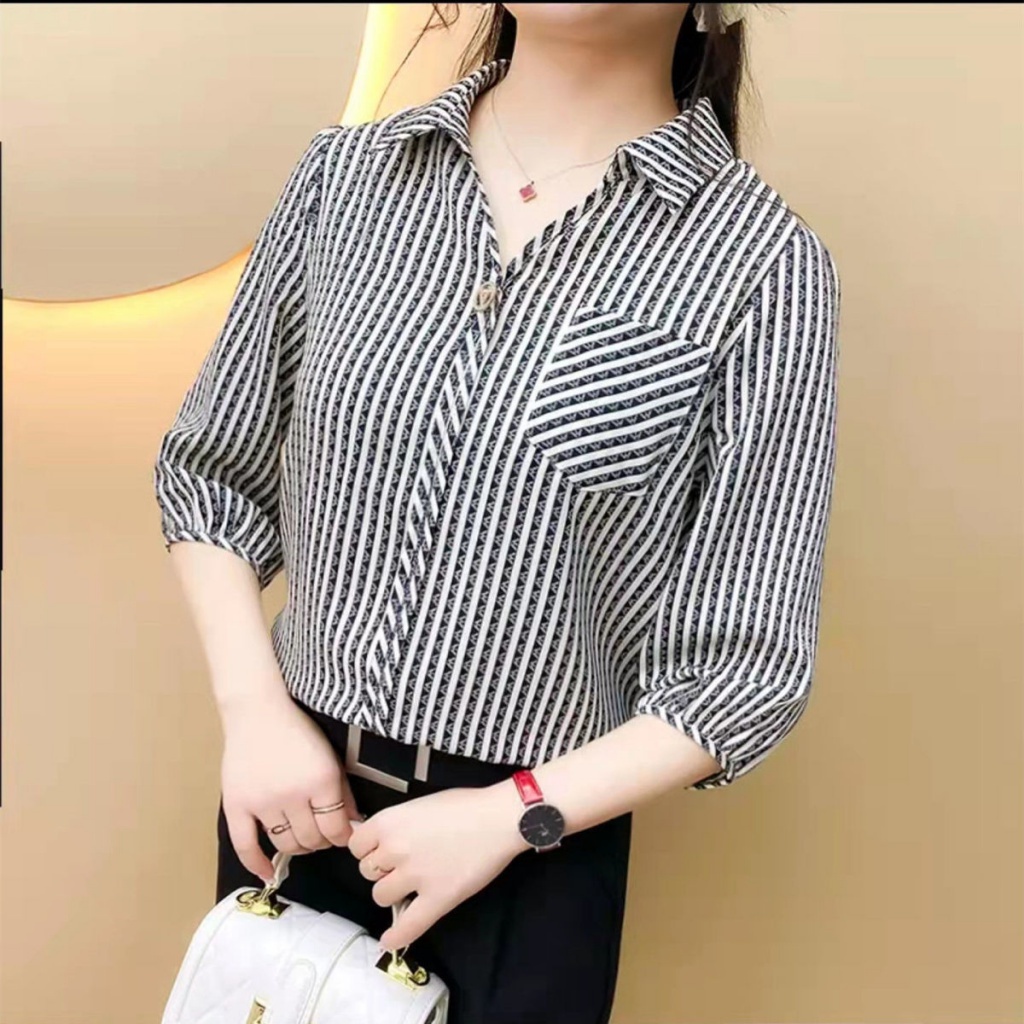 long sleeve ormal white POLO collar formal blouse for women plus size,  Summer All-Matching Summer Lantern Sleeve Loose Shirt Clothes