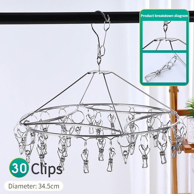 30 Clips Clothes Hanger Drying Racks Stainless Steel Hanger Clips
