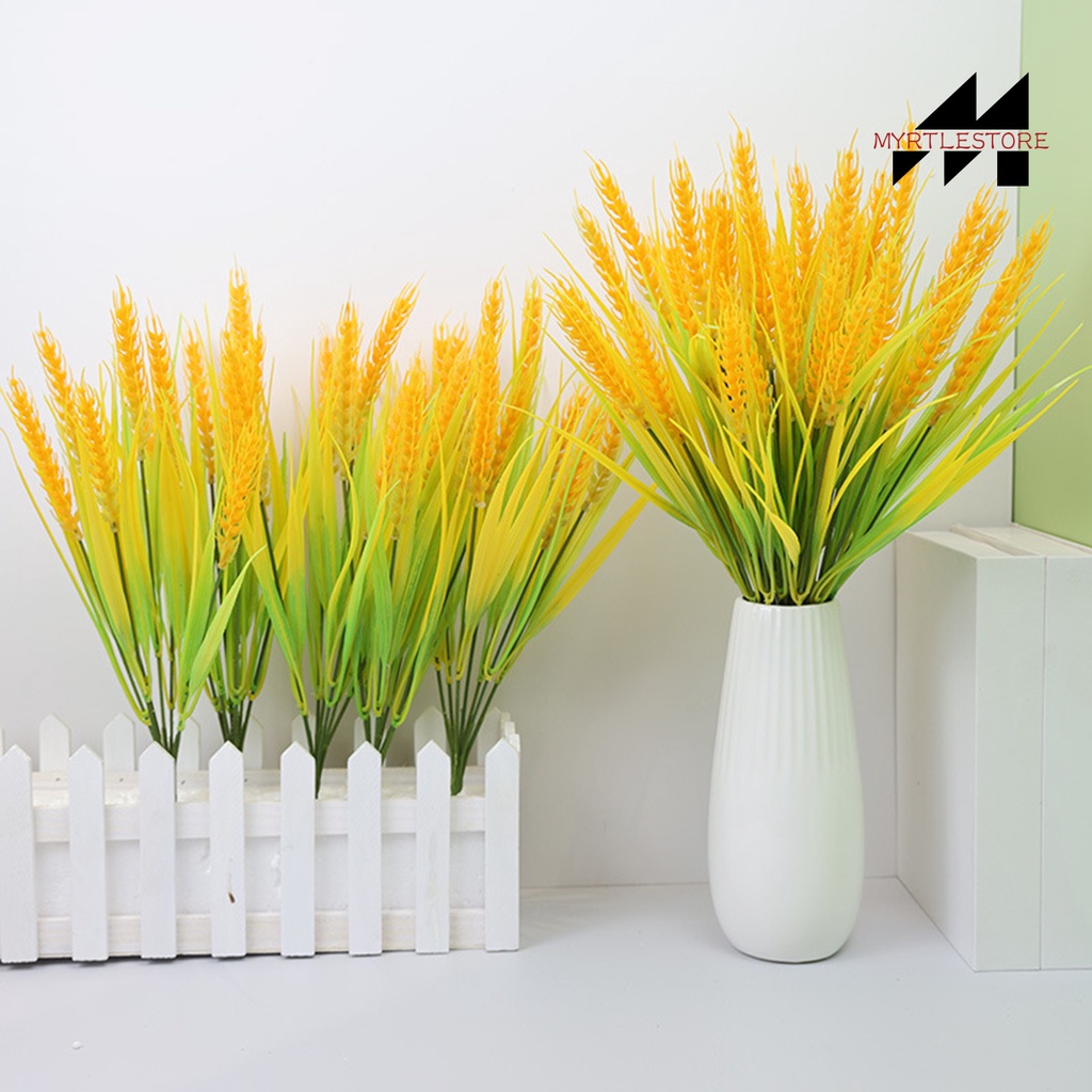Myrtlestore 7 Forks Artificial Wheat Ears Rice Plant Bouquet Realistic ...