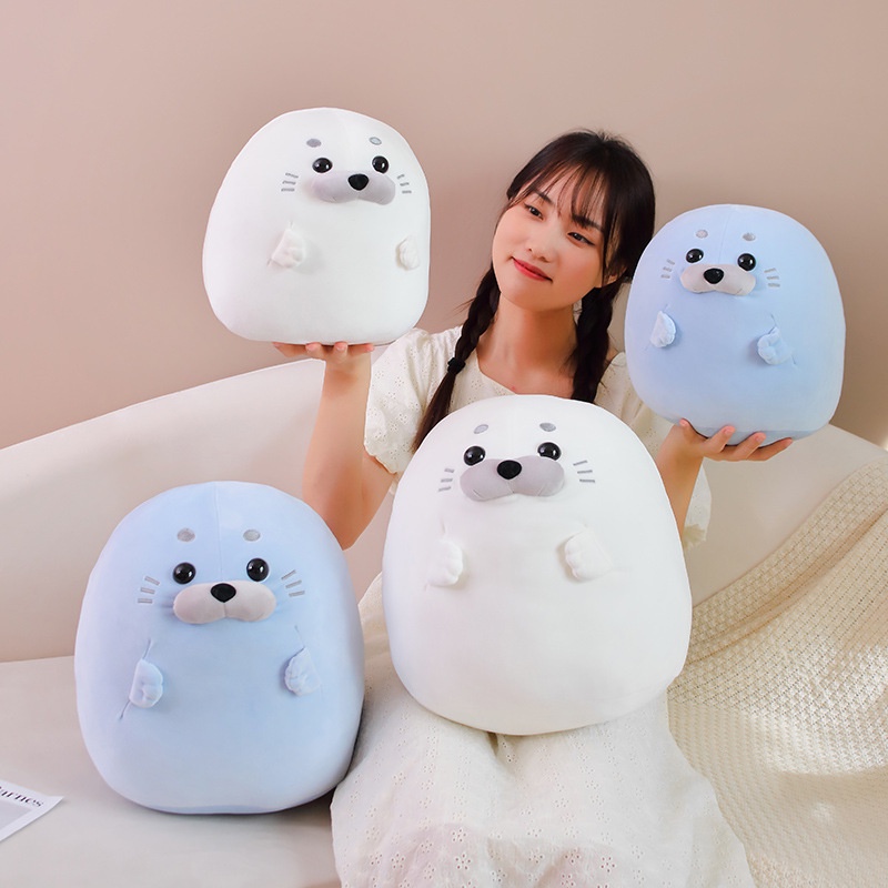 Seal Plush Stuffed Animal Plushie Seal Round Pillow Toys For Girls ...