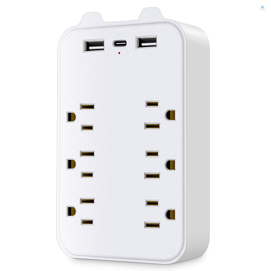 KKmoon 9-in-1 Surge Protector 6-Outlet Extender with 2 USB & 1 USB-C ...