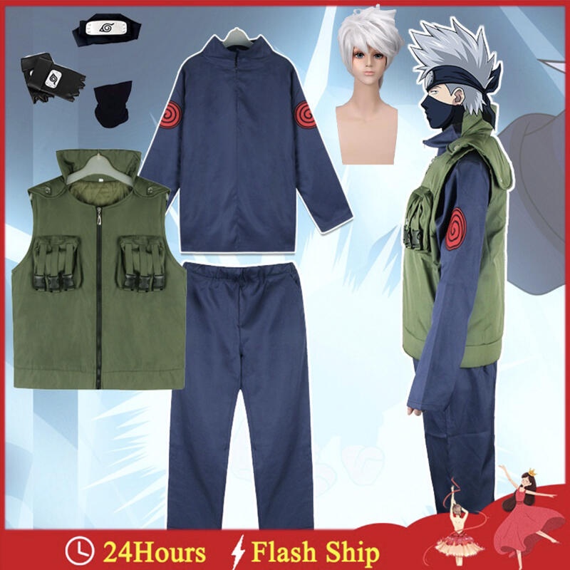 Anime NARUTO For Men Adult Kakashi Hatake Ninja Outfit Cosplay Costume ...