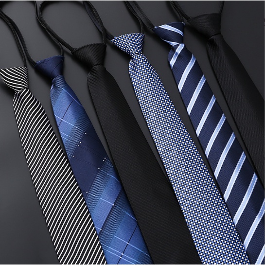 8CM Men's Zipper Tie Knot-Free Buckle Business Formal Necktie Suit ...