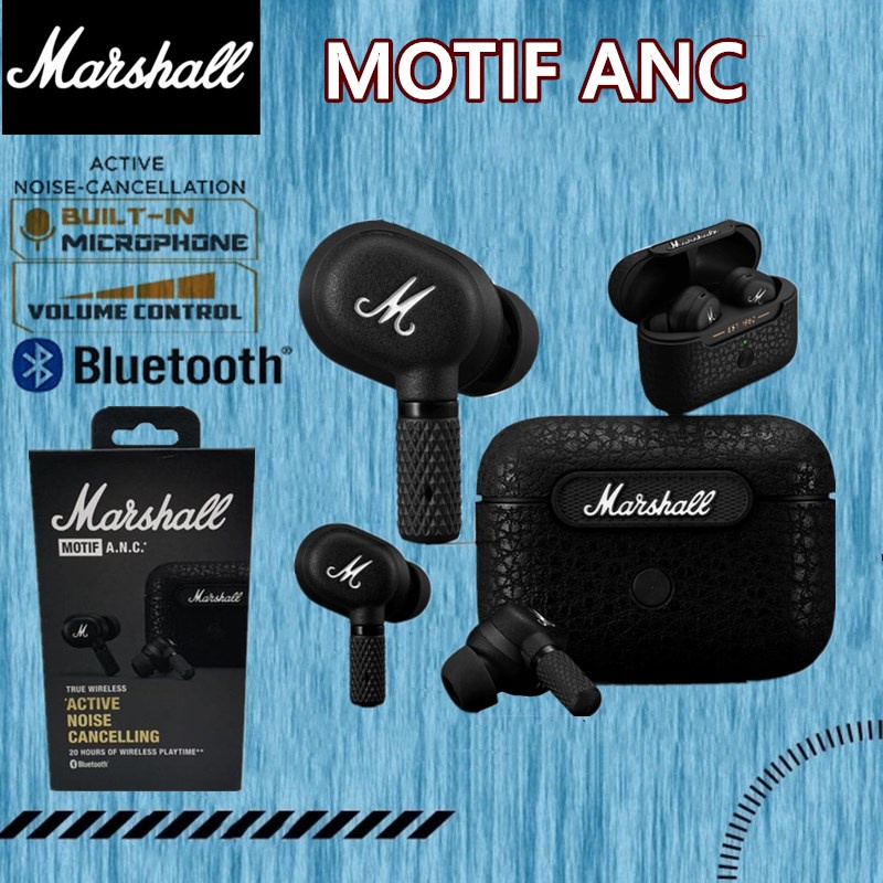 Marshall MOTIF ANC Wireless Bluetooth Earphones Noise Canceling Stereo Deep  Bass Earbuds with Mic
