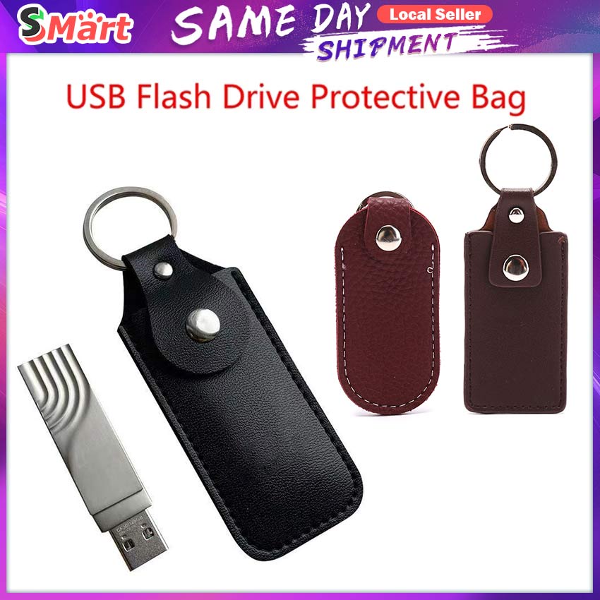 【In Stock】Portable USB Case Protective Bag Pocket Leather Key Ring For ...