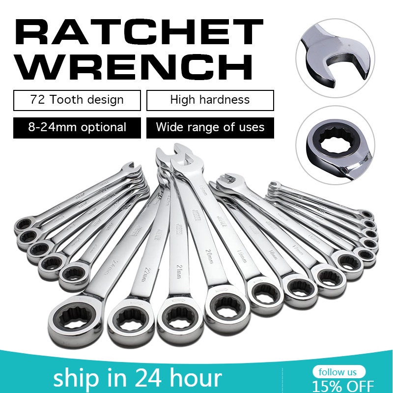 Rachet combination wrench steel chrome vanadium 8mm-24mm (per piece ...