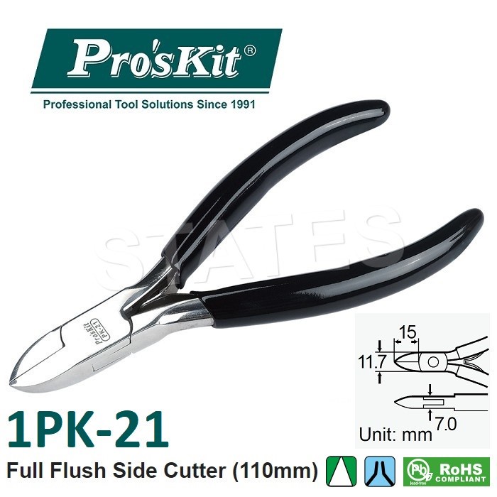 Pro'sKit 1PK-21 Full Flush Side Cutter (110mm) | Shopee Philippines