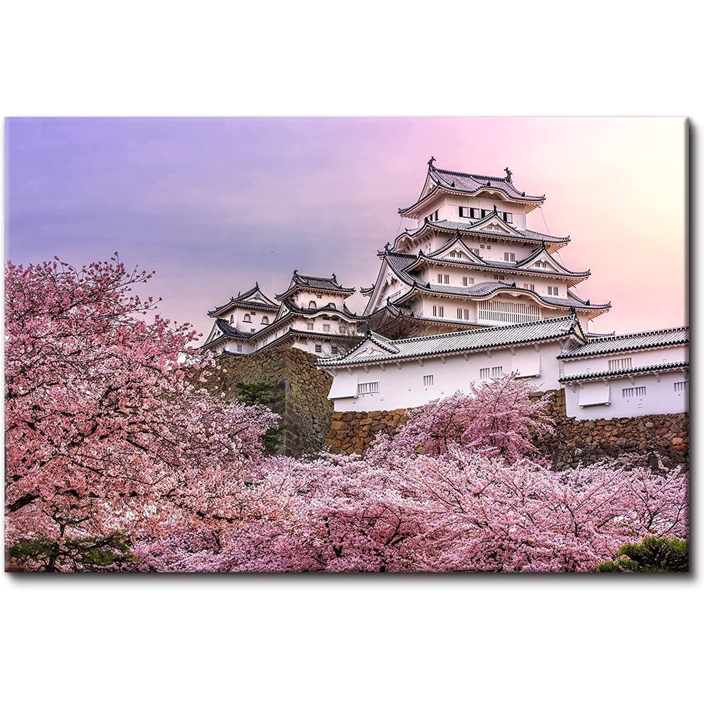 Sakura Blossom Canvas Wall Art Oriental Cherry Landscape Painting ...