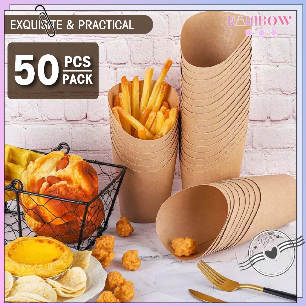 50Pcs Disposable French Fries Paper Cup Baking Egg Waffle Cup Food Tray ...