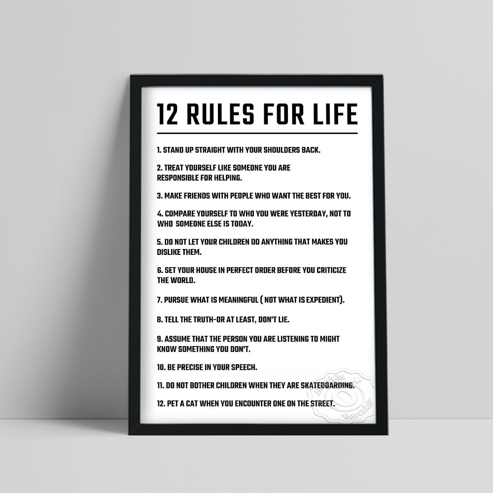 Twelve Rules of Life Poster, Jordan Peterson 12 Principles Wall Art ...