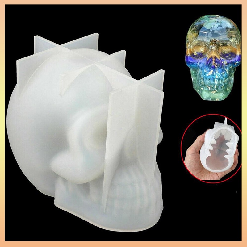 DIY 3D Skull Silicone Resin Casting Mold Bone Halloween Mold Tool Epoxy ...