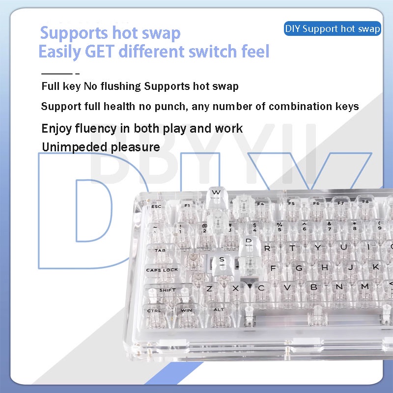 KiiBOOM PHANTOM 81 V2 transparent mechanical keyboard three mode ...
