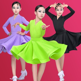 Children's Latin Dance Costume Girls' Dancing Skirt Practice Dress Girls'  Dance Competition Performance Costume
