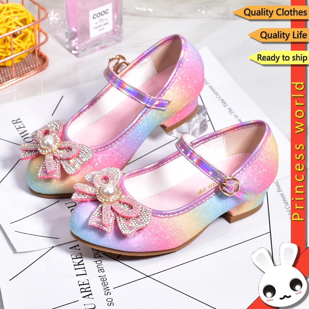 Children Shoes Kids Girl Rainbow Color Sequins Princess Shoes