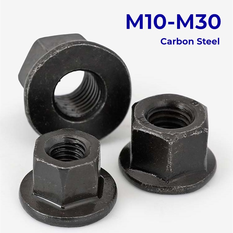 M10 M12 M14 M16 M18 M20 M24 M27 M30 Black Carbon Steel Flange Platen Nuts Hex Hexagon Nut With