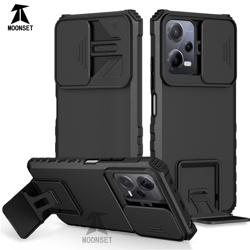 For Redmi Note 12 Pro 4G 5G Case With Slide Camera Cover Kickstand  Shockproof Protective Ultra Slim Thin Cover