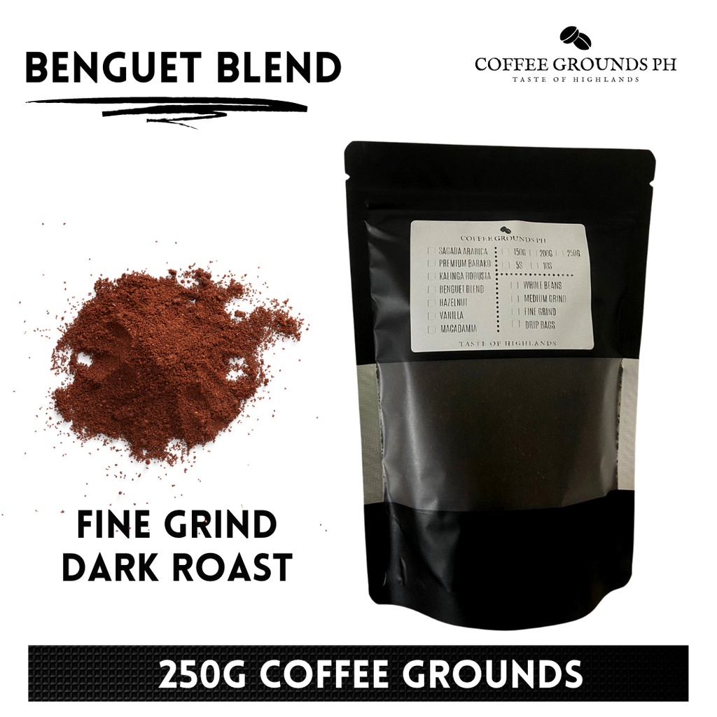 Coffee Grounds PH Benguet Blend 250g Fine Grind Dark Roast Benguet