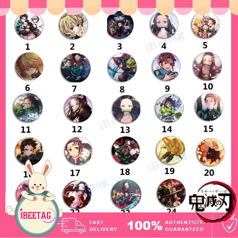 Demon Slayer Round Brooch Metal Nezuko Pendant Badges Anime Peripheral ...