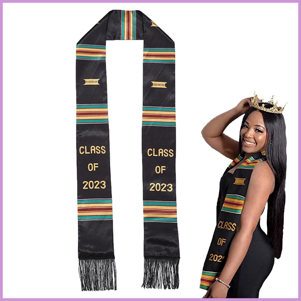 Black Graduation Scarf Tassel Design Class Of 2023 Sash Graduation