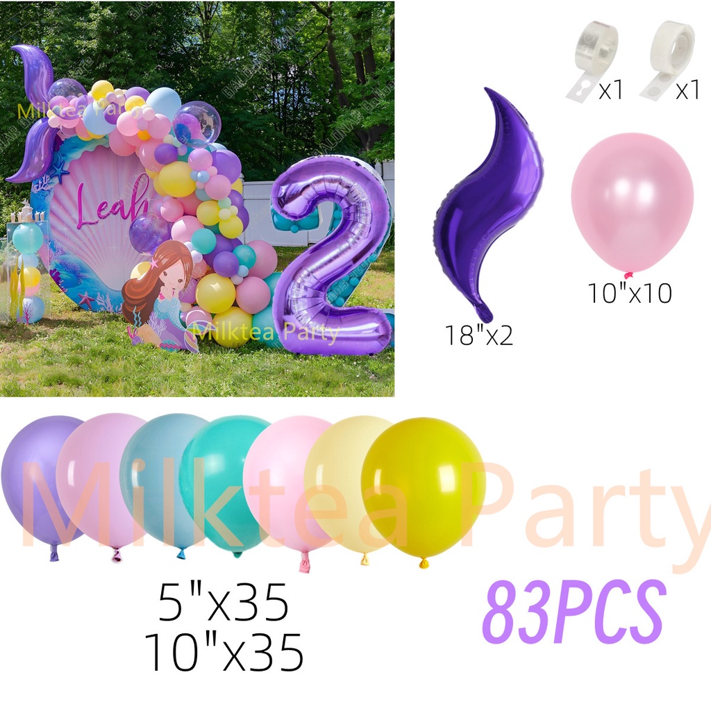 84pcs Purple Mermaid Tail Garland Arch Macaron Balloon For Mermaid ...