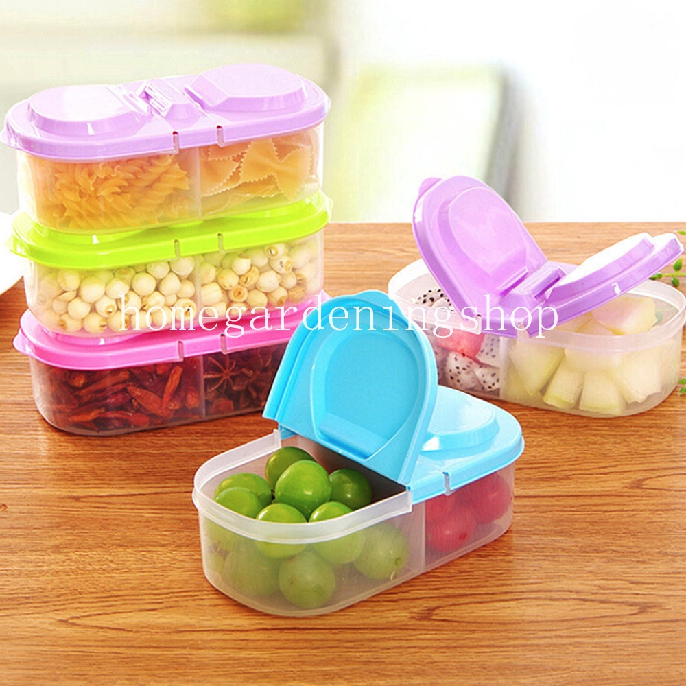 Double Grids Kitchen Storage Box Grains Beans Contain Sealed Food ...