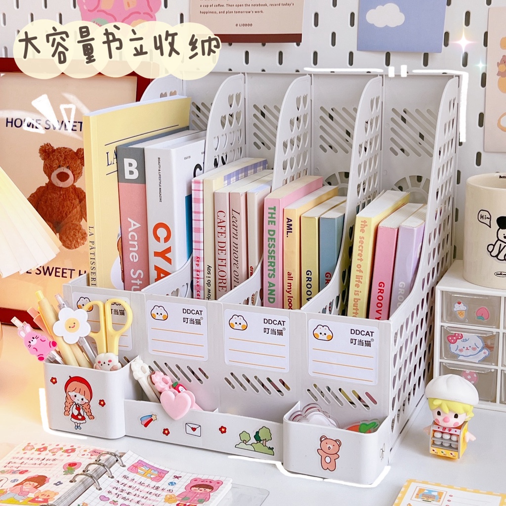 1set File Storage Box Large Capacity Bookshelf Detachable File Frame ...