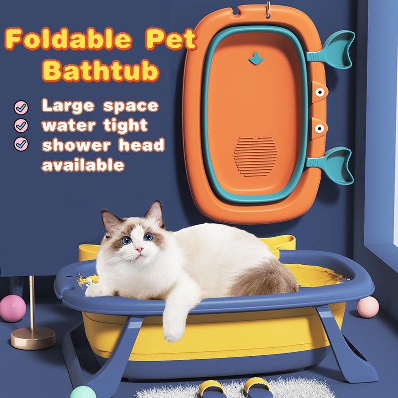 Collapsible Pet Bath Tub For Dog Shower With Drainage Hole Portable ...