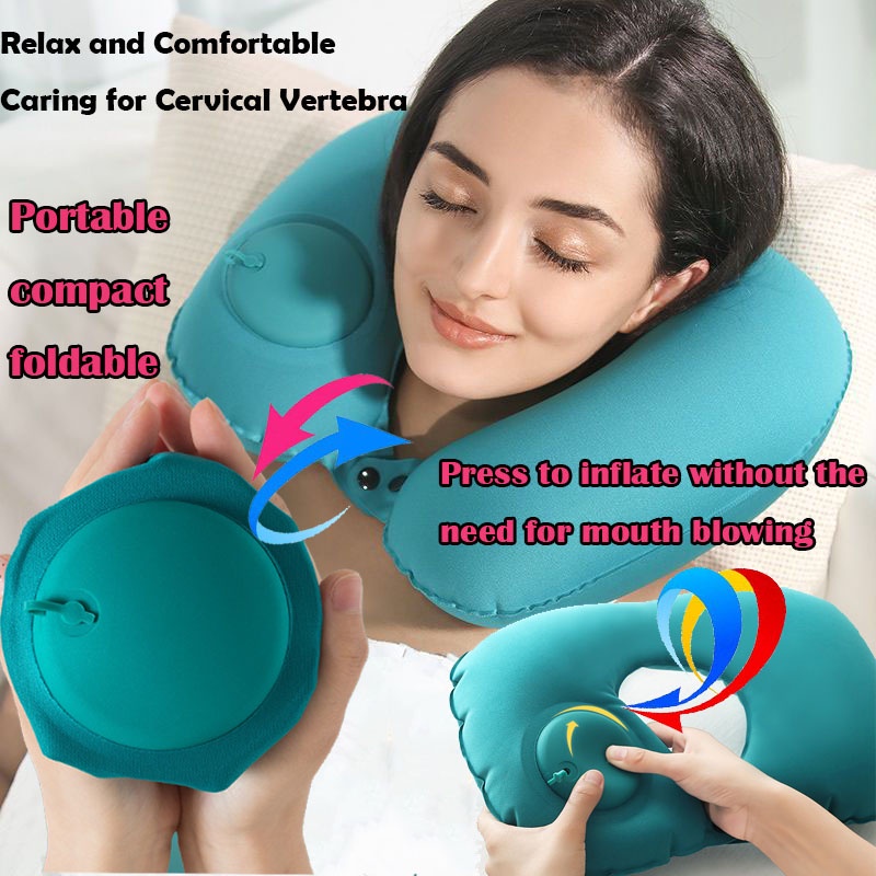 Inflatable Travel Pillow Press Type Inflatable Pillow Multifunction