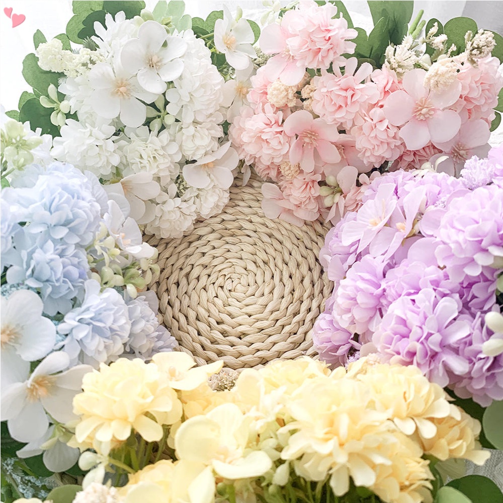 10 Heads Artificial Hydrangeas, Realistic Silk Hydrangeas Flower Heads ...