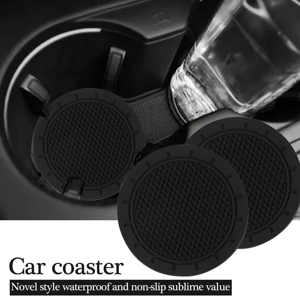 2PCS Car Cup Holder Coasters Premium PVC Car Coasters Cup Bottle Holder