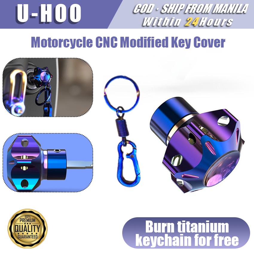 Universal CNC Motorcycle Key Head Cover Hexagon Burned Titanium Key ...