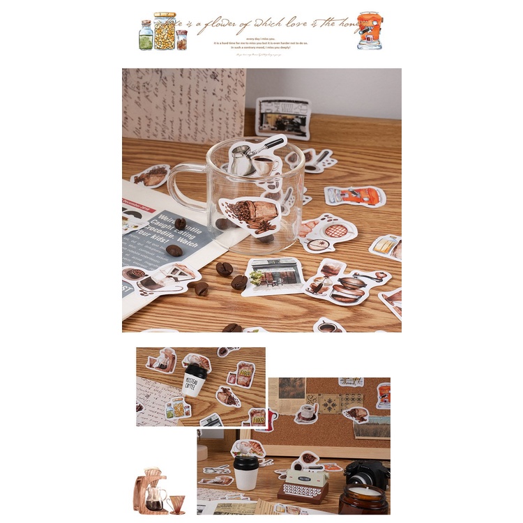 46 Pcs vintage Coffee Theme Paper Stickers For Art Journaling Collage ...