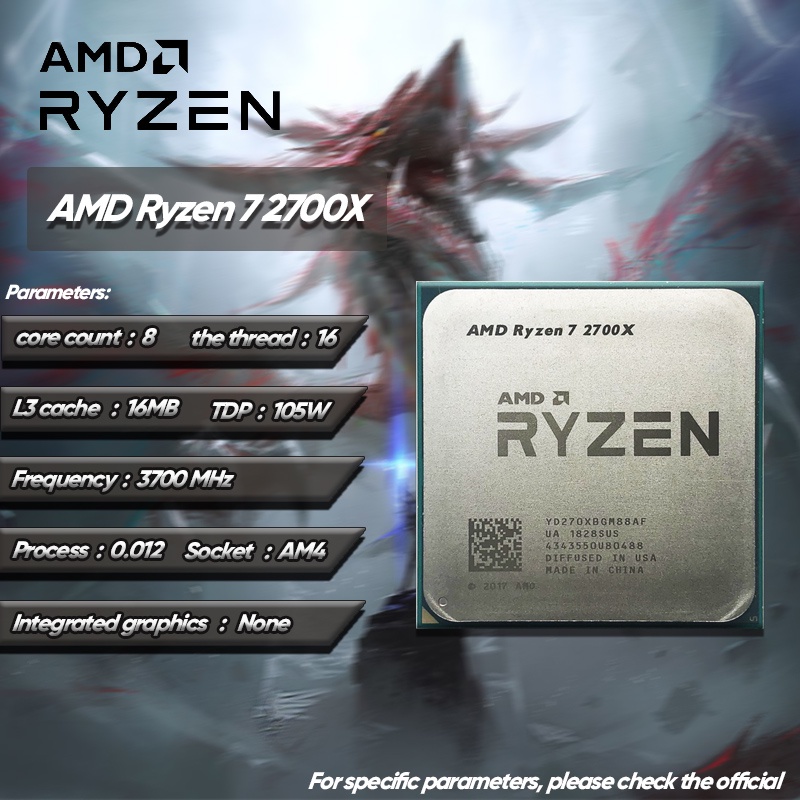 AMD Ryzen 7 2700X R7 2700X 3.7 GHz Used GAMING Zen Eight Core Sixteen Thread 16M 105W CPU Processor YD270XBGM88AF Socket AM4 O5W6 Shopee Philippines