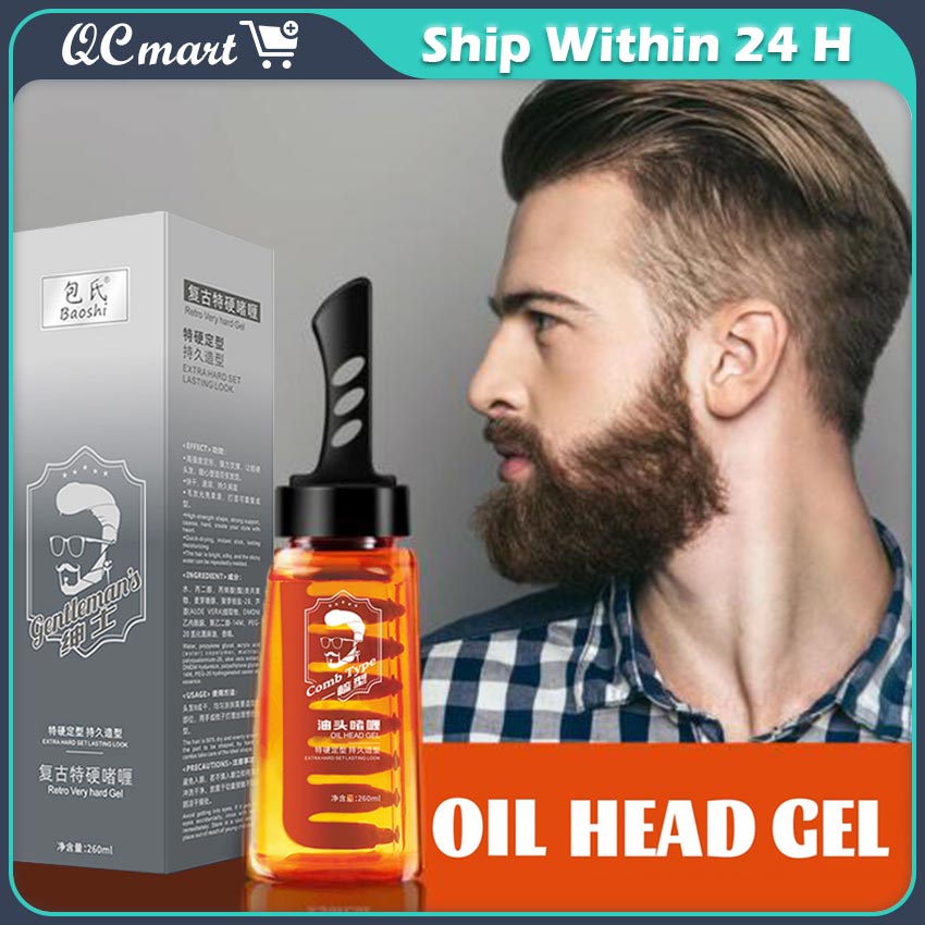 2in1 Men Hair Styling Gel with Comb Longlasting Fluffy Hair Pomade