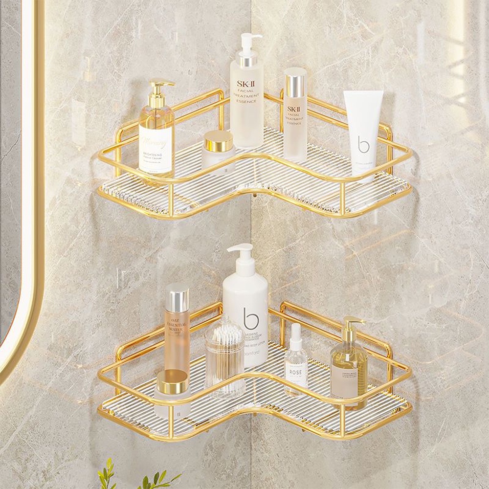 Luxury Acrylic Bathroom Shelf without Drilling Corner Shelf For Shower ...