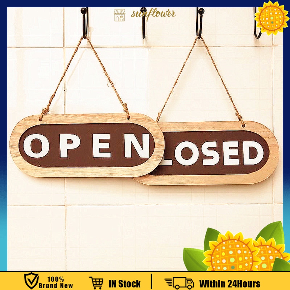 2 Sided Wooden Business Open Closed Signage Hanging Sign For Store ...