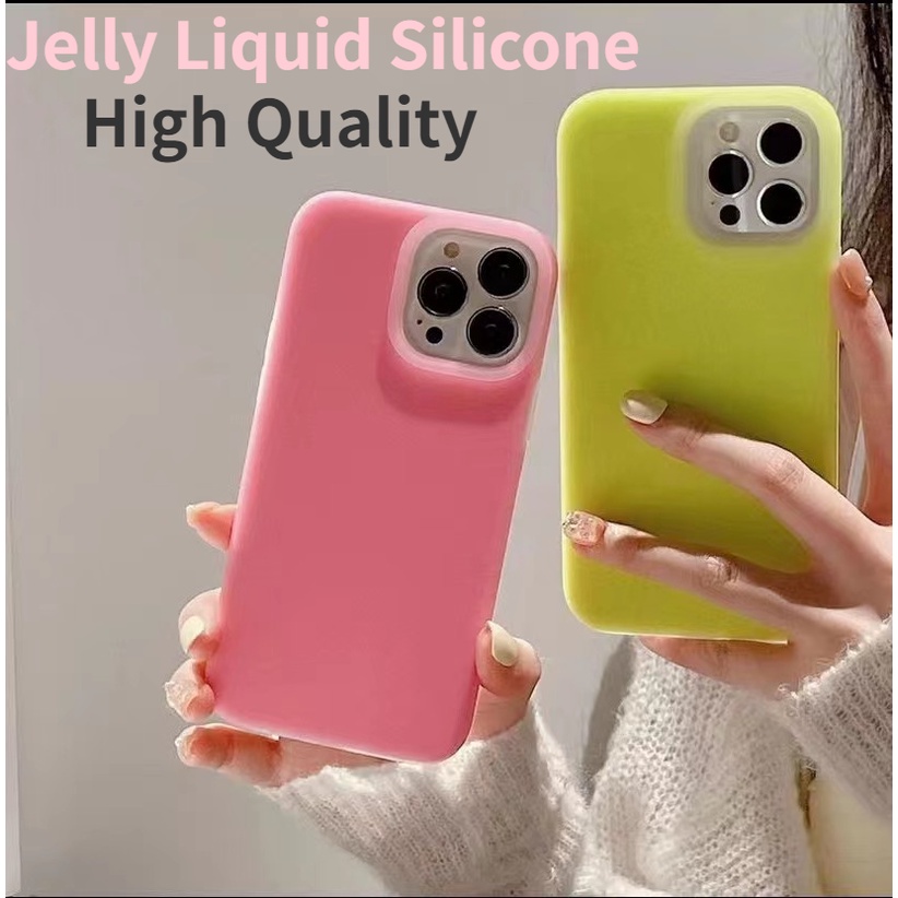 Premium Jelly Color Liquid Silicone Phone Case Compatible For iPhone 15