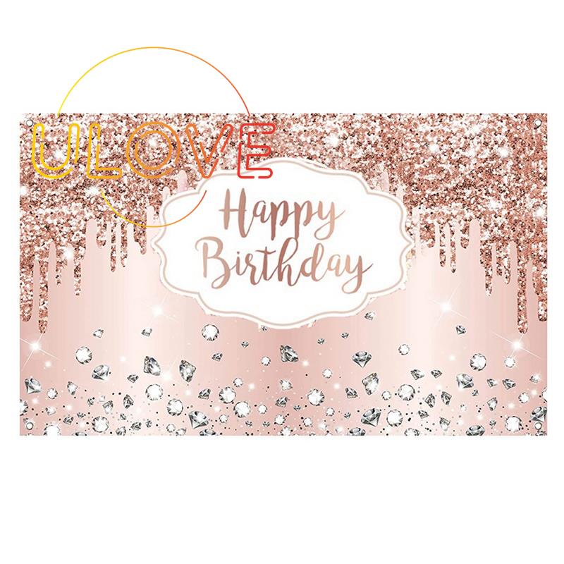 180 X 120cm Rose Gold Happy Birthday Banner Rose Gold Backdrop for ...