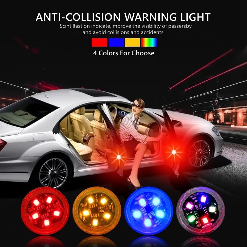 2Pcs 5 LED Car Door Opening Warning Light Wireless Induction