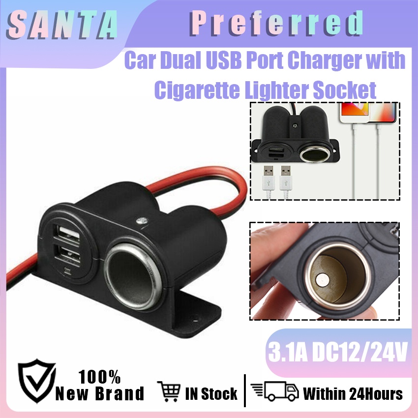 Universal Dual Usb Car Charger with Cigarette Lighter 3.1A Car Power