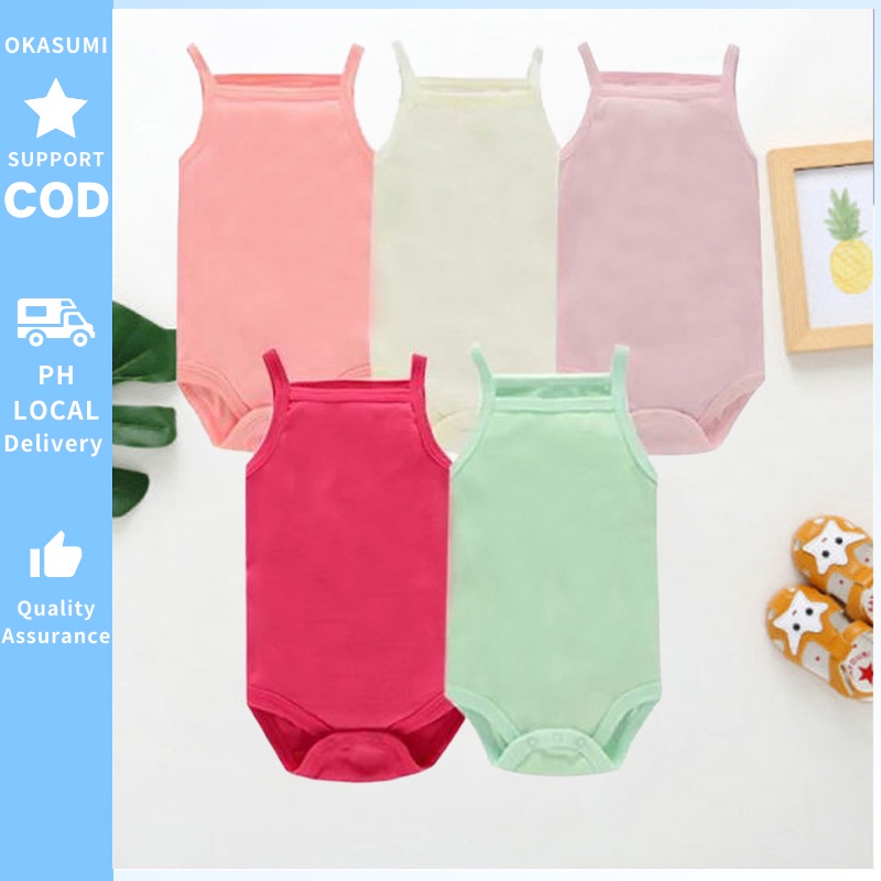 【COD】Local Delivery 5 Piece Baby Sleeveless Boys Girls Onesies Jumpsuit
