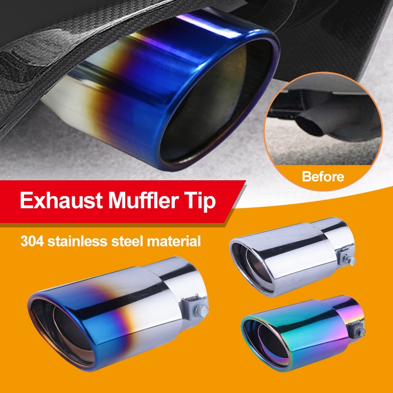 Universal Car Exhaust Muffler Pipe Round Stainless Steel Chrome Tail Muffler Exhaust Tip I.745734271