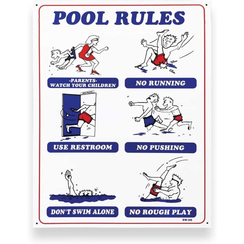 JED Pool Tools 90-100 Pool Rules for Swimming Pool, 18 by 24-Inch ...