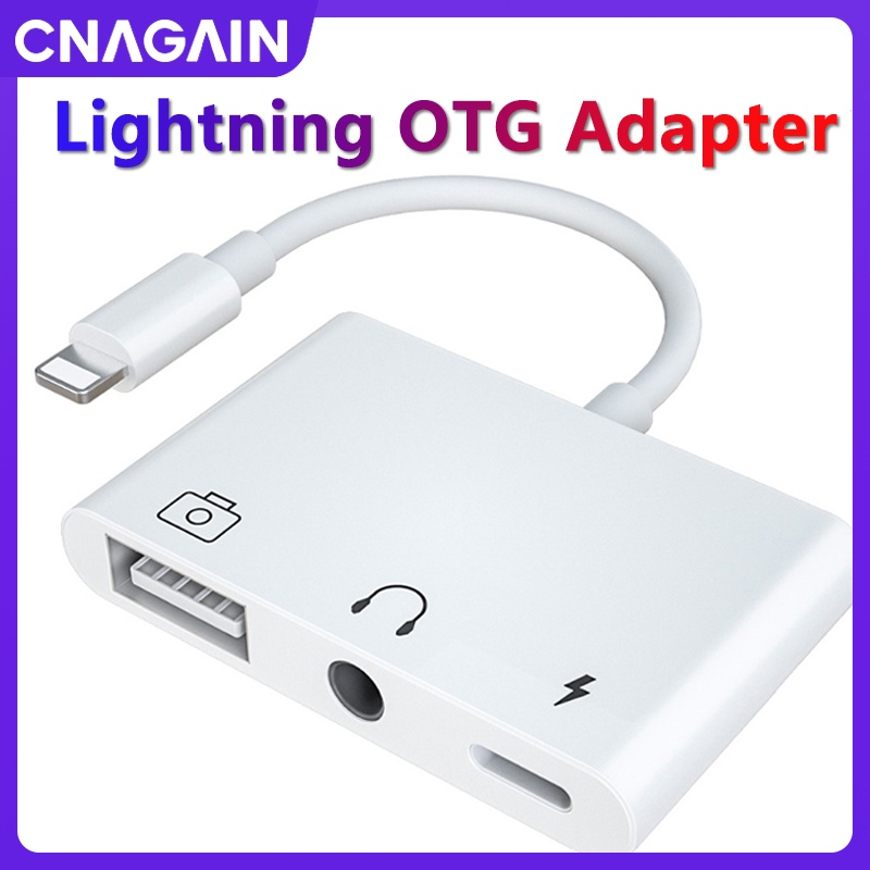 CNAGAIN Lightning to USB 3.0 Camera Adapter 3 in 1 Lightning to 3.5 mm Headphone Jack Audio