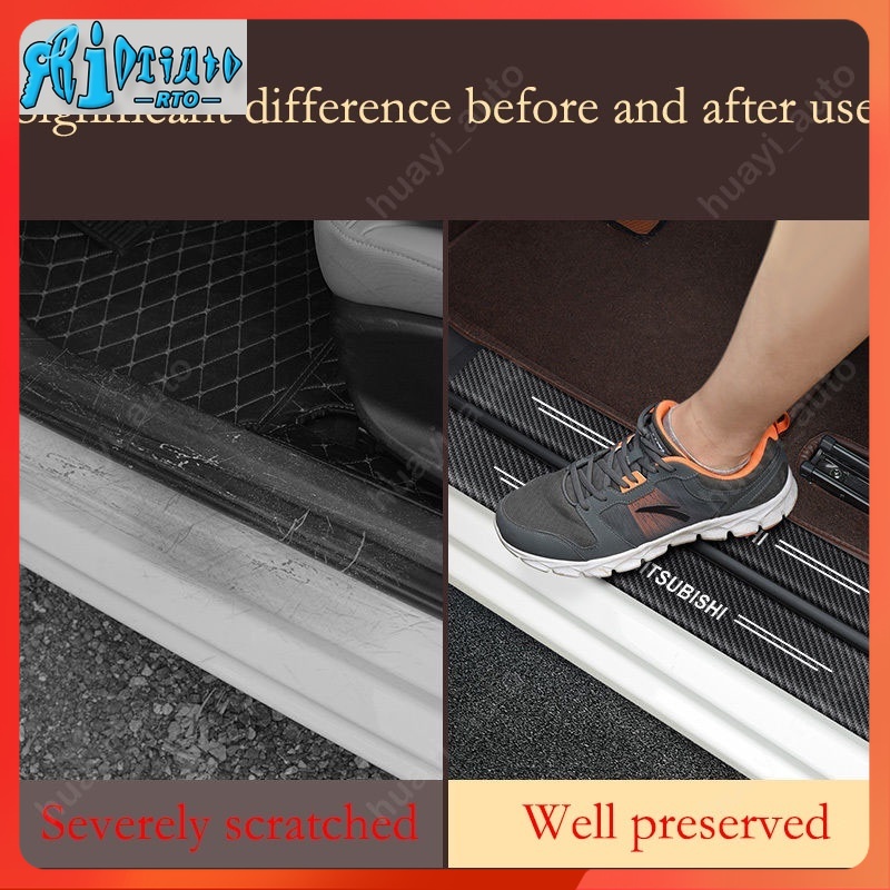 RTO Mitsubishi Xpander Car Door Sill Sticker Anti-Scratch Carbon Fiber ...
