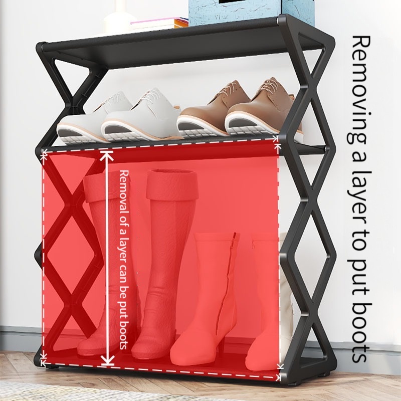 X-Shaped Shoe Rack, with 4 Tier Sturdy Shoe Storage Cabinet, Space ...