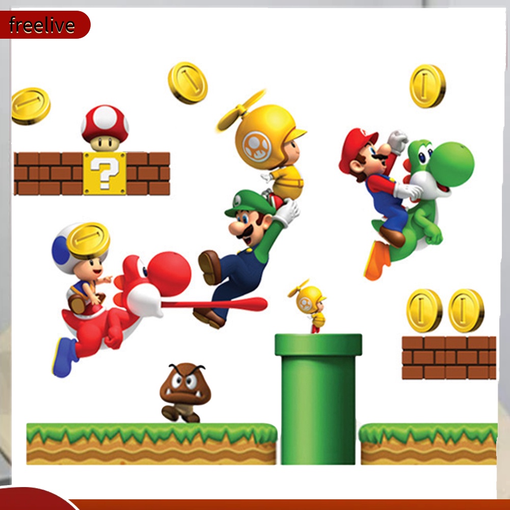 freelive| Super Mario Build Scene Wall Decal Removable Mural Stickers ...
